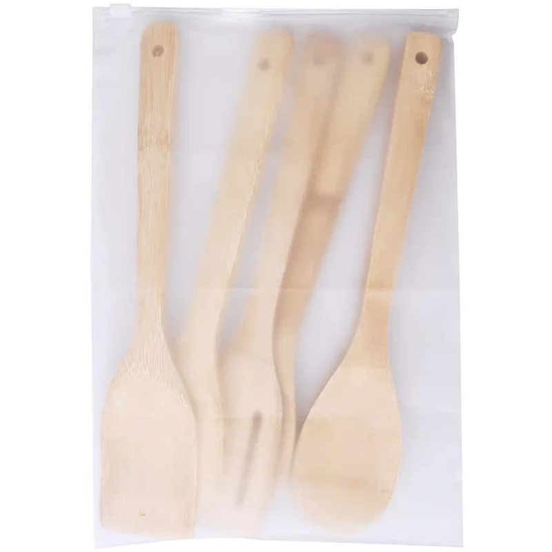 6 Pieces Bamboo Wooden Kitchen Cooking Utensils Set, Wooden Cooking Utensil Sets Easy to Clean Bamboo Wooden Solid Turner