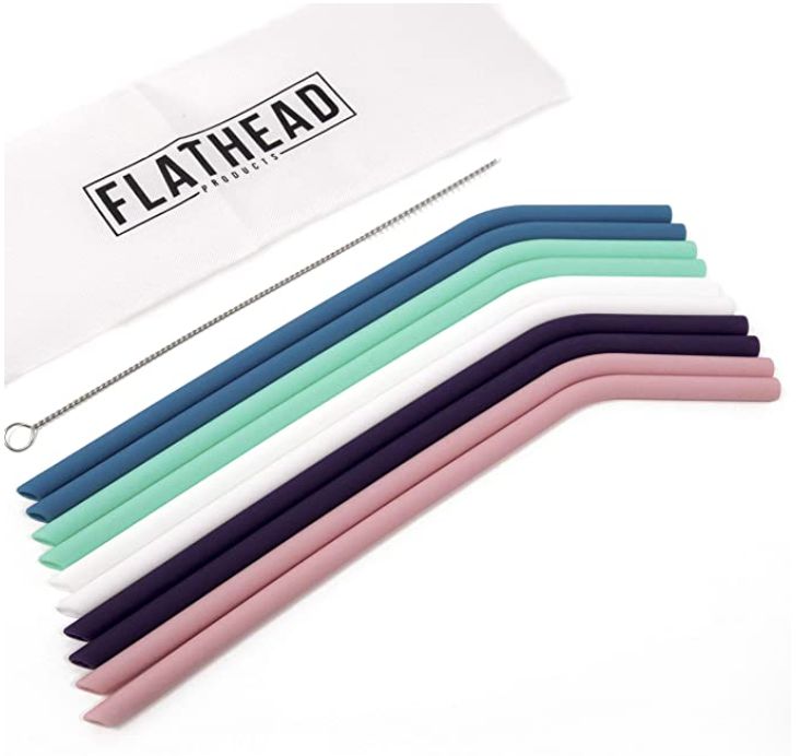 10pcs silicone straws with brush