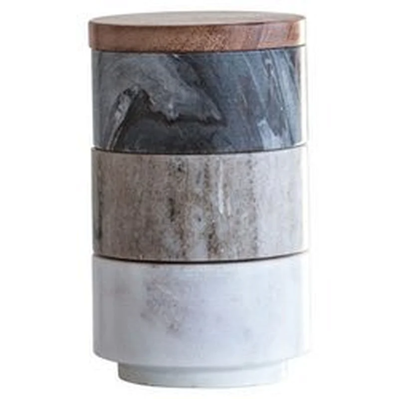 Marble Stacking Pinch Pots with Wood Lid