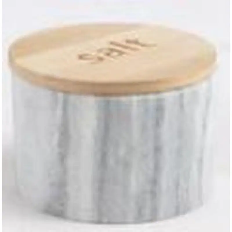 Marble Salt Jar with wood lid