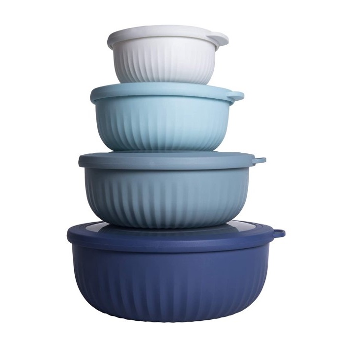 8 Piece Nesting Plastic Mixing Salad Bowl Set with Lids