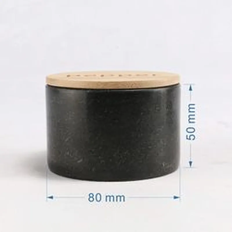 Marble Salt Suger Pepper Jar with bamboo lid