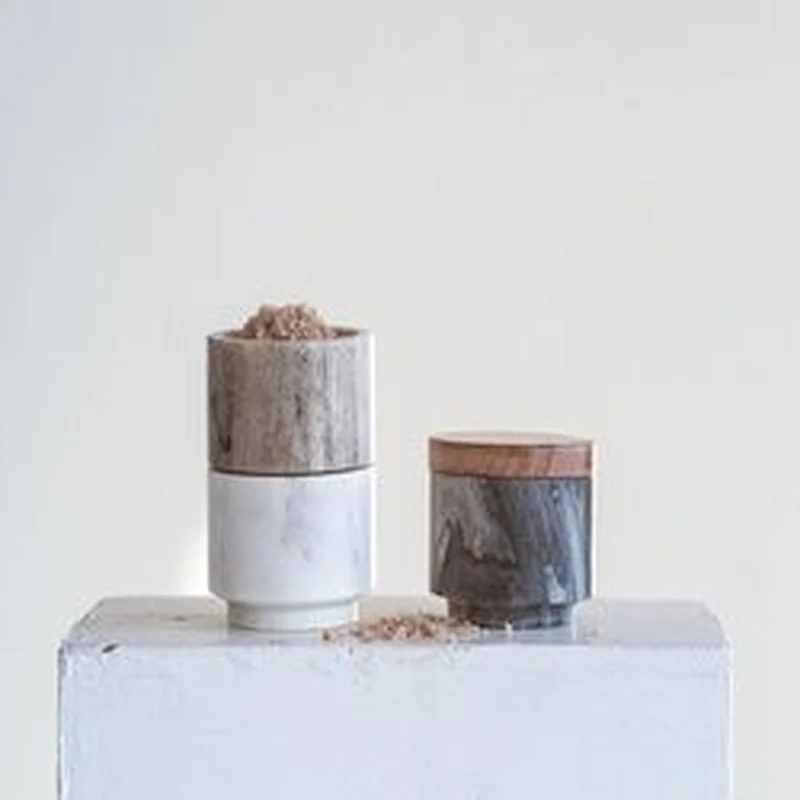 Marble Stacking Pinch Pots with Wood Lid