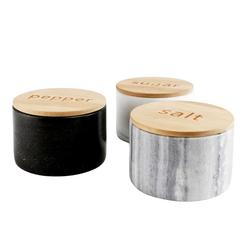 Marble Salt Suger Pepper Jar with bamboo lid