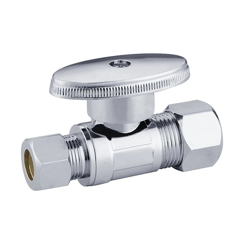 Brass Stop Valve 1/2OD x 3/8OD Comp Straight - 1/4 Turn