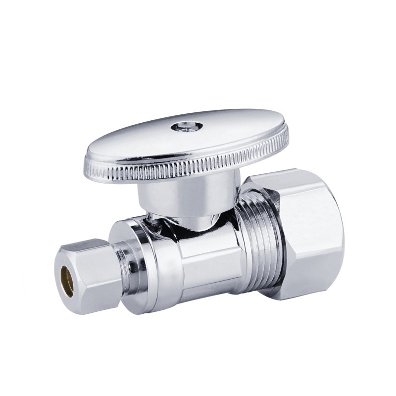 Brass Stop Valve 5/8OD x 1/4OD Comp Straight - 1/4 Turn