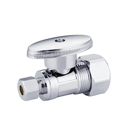 Brass Stop Valve 5/8OD x 1/4OD Comp Straight - 1/4 Turn