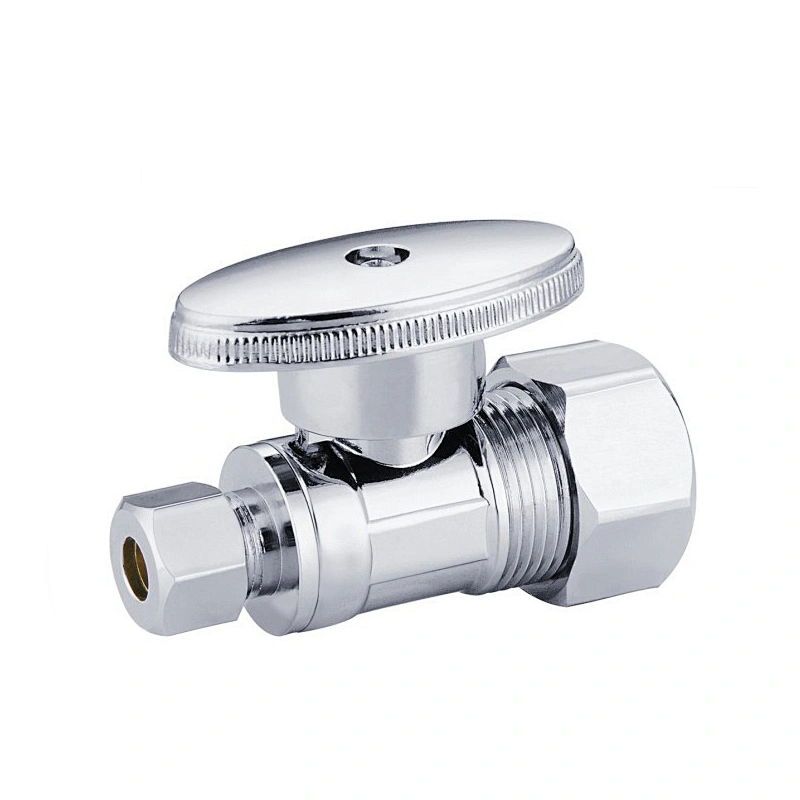 Brass Stop Valve 5/8OD x 1/4OD Comp Straight - 1/4 Turn
