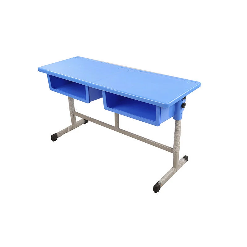 plastic double stuedent desk for high school with adjustable height
