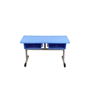 plastic double children desk for primary school with adjustable height