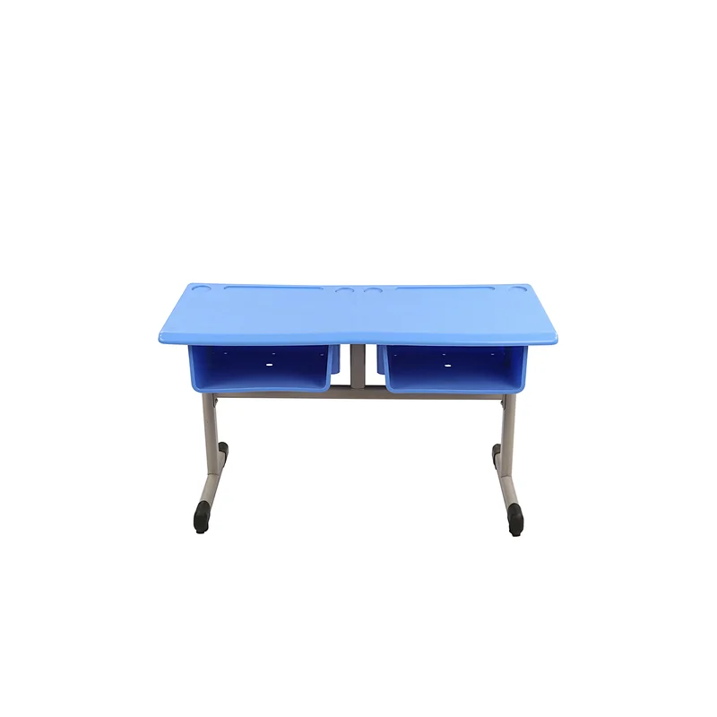 plastic double children desk for primary school with adjustable height