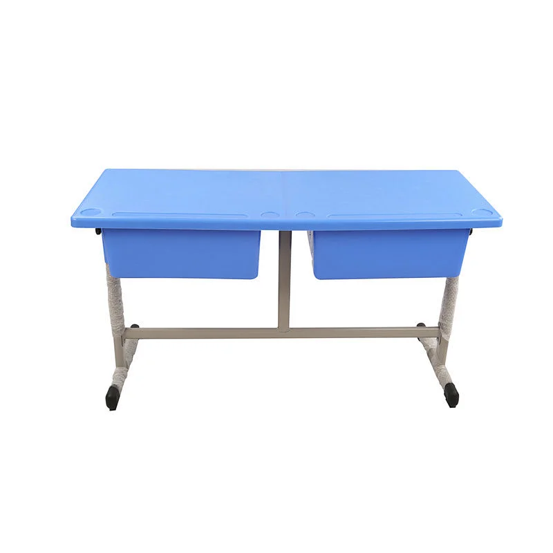 plastic double stuedent desk for high school with adjustable height