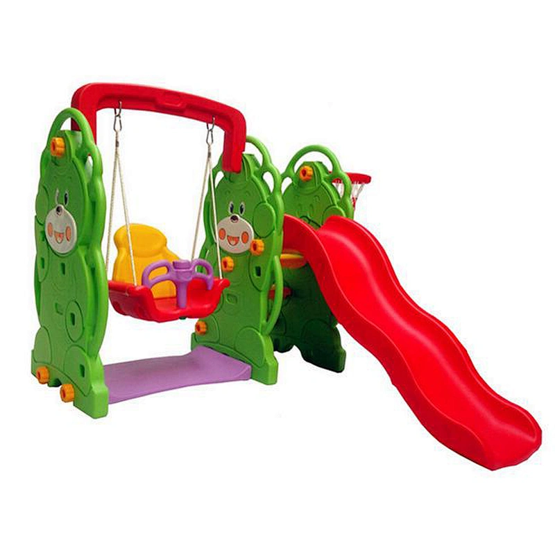 kids animal slide and swing set bear slide for kindergarten or home play