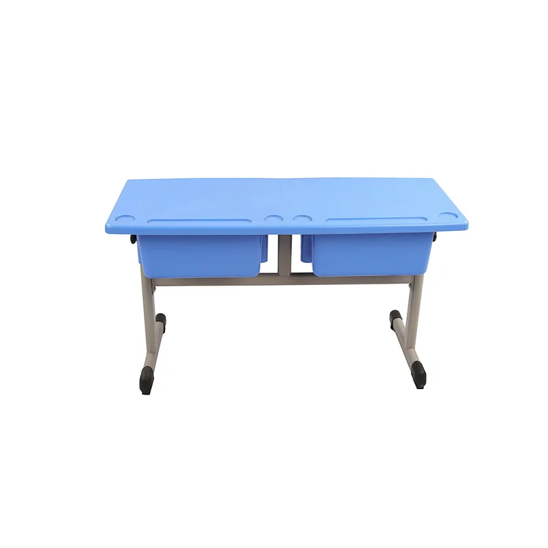 plastic double children desk for primary school with adjustable height