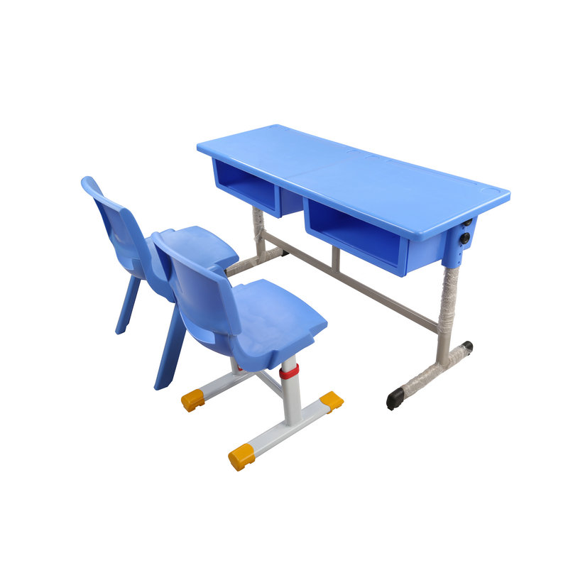 plastic double stuedent desk for high school with adjustable height