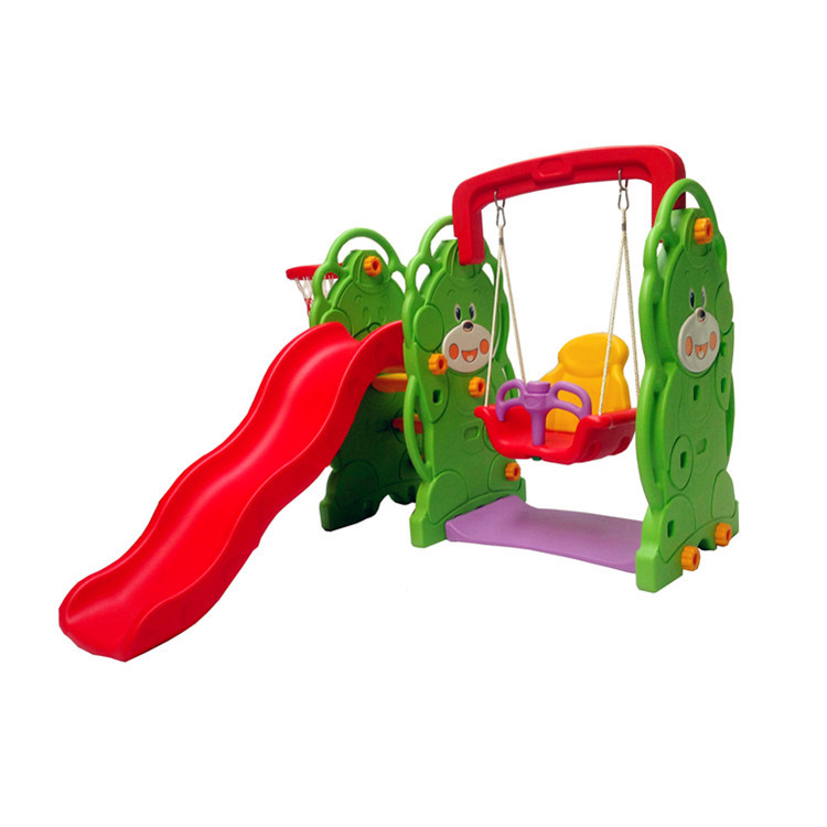 kids animal slide and swing set bear slide for kindergarten or home play