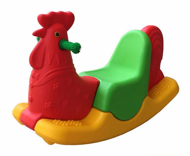 plastic kids animal rider tri-color cock rider home and nursery school