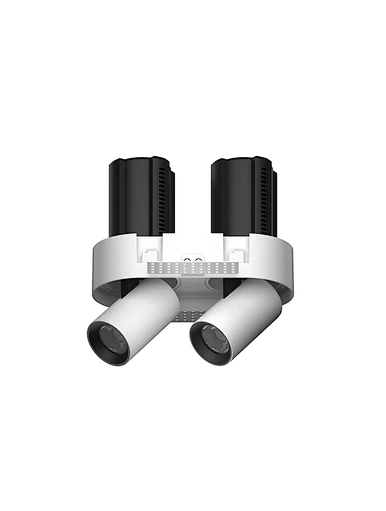 Trimless Round Twin-head COB LED Spotlights Stretch Downlights Luminaire for Chain Store Hotel Ceiling Lighting China manufacturer.