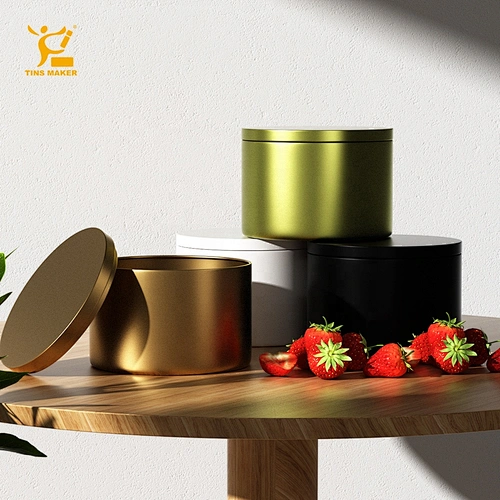 Stack of seamless round candle tins