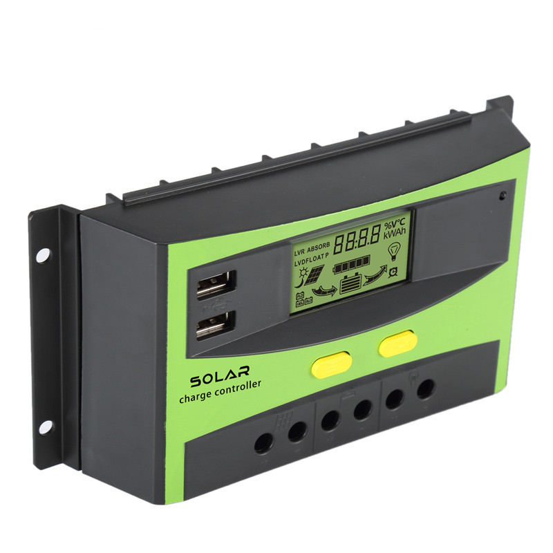20A 30A 40A 50A 12V 24V Solar Panel PWM Charge Controller And Discharge Controller Dual USB Output LCD