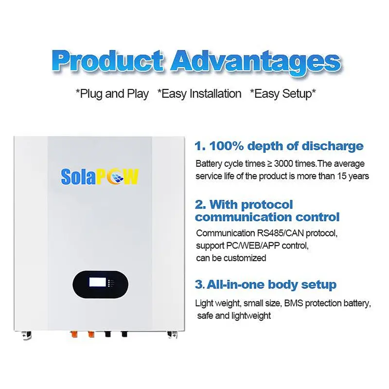 10KWH Solar Home Powered Wall Mounted Energy Storage System 48V LiFePO4 Battery