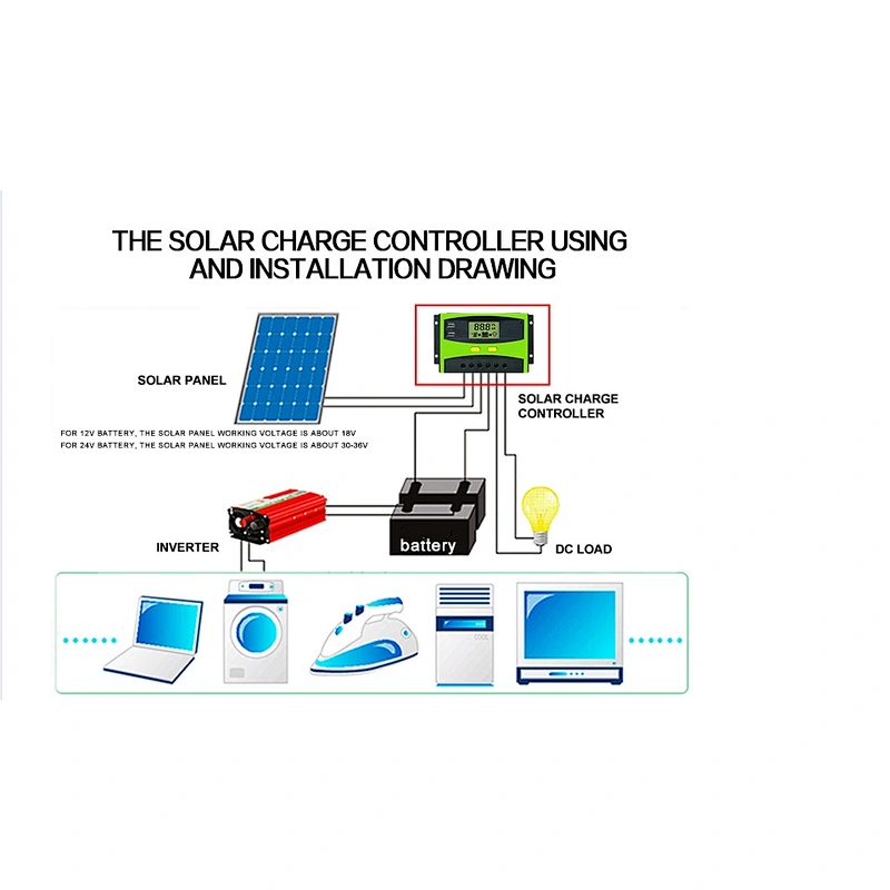 20A 30A 40A 50A 12V 24V Solar Panel PWM Charge Controller And Discharge Controller Dual USB Output LCD