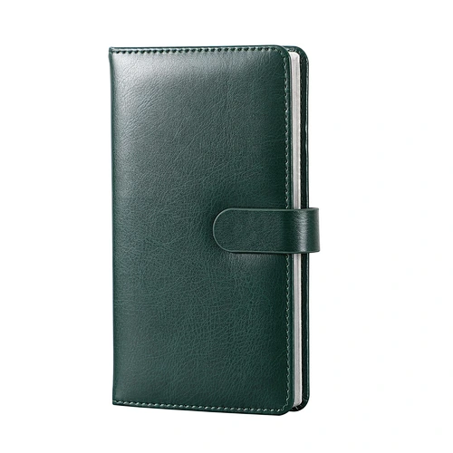 SuperBowell Pocket Notebook,Hardcover Small Notebook with Premium PU Leather, 100GSM Thick Lined Journal,Silver Edges,4.13 X 7.2 Inches,160 Pages.(Green)
