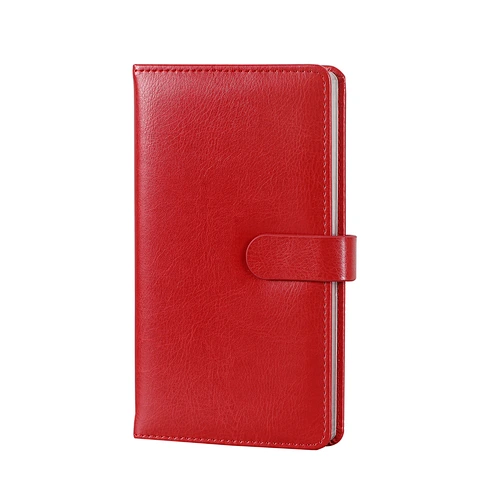 SuperBowell Pocket Notebook,Hardcover Small Notebook with Premium PU Leather, 100GSM Thick Lined Journal,Silver Edges,4.13 X 7.2 Inches,160 Pages.（Red）