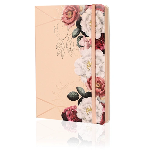 SuperBowell Floral Journal Notebook,Perfect Journals For Women,A5 Journal College Ruled ,PU Leather,Pink Edges,100gsm Thick Lined Paper,5.6”X8.1”,192 Pages(Pink)
