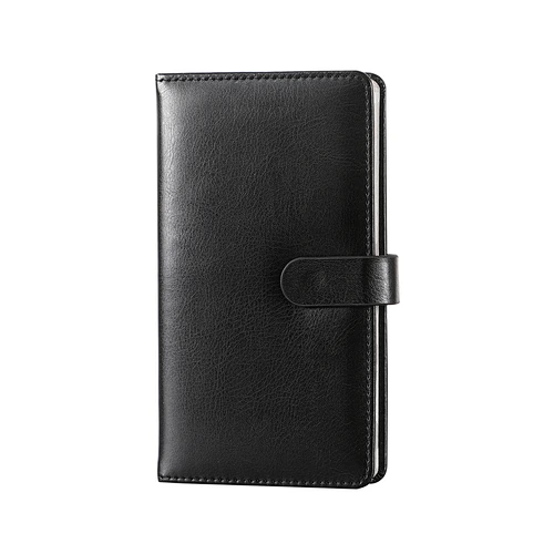 SuperBowell Pocket Notebook,Hardcover Small Notebook with Premium PU Leather, 100GSM Thick Lined Journal,Silver Edges,4.13 X 7.2 Inches,160 Pages.(Black)