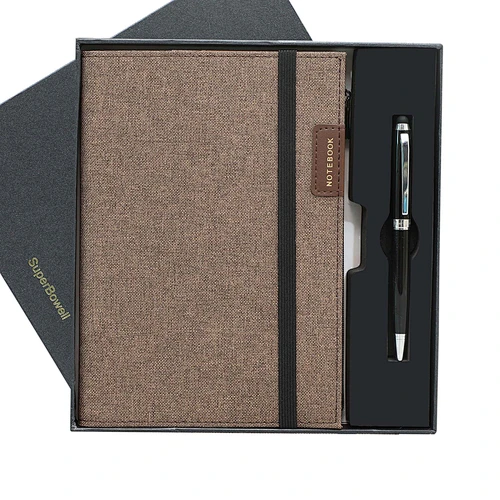 SuperBowell A5 Notebook With Pen Gifts Set,Hardcover Writing Journal for Women & Men ,College Ruled Journal, 100 GSM Thick Lined Paper, 192 Pages,5.9 x 8.5 Inches. (Brown)