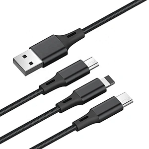 CL-101 New Promotion 2A 3A LED Light USB 3 in 1 Long  fast charging usb cable