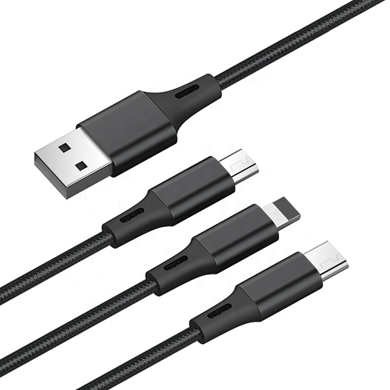 CL-101 New Promotion 2A 3A LED Light USB 3 in 1 Long  fast charging usb cable