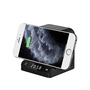 BT-128MX 15w wireless charging speaker with digital alarm clock wireless charging speaker