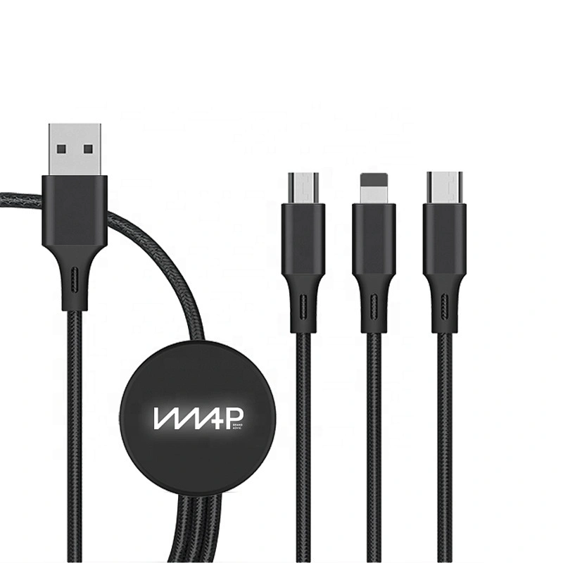 CL-101 New Promotion 2A 3A LED Light USB 3 in 1 Long  fast charging usb cable