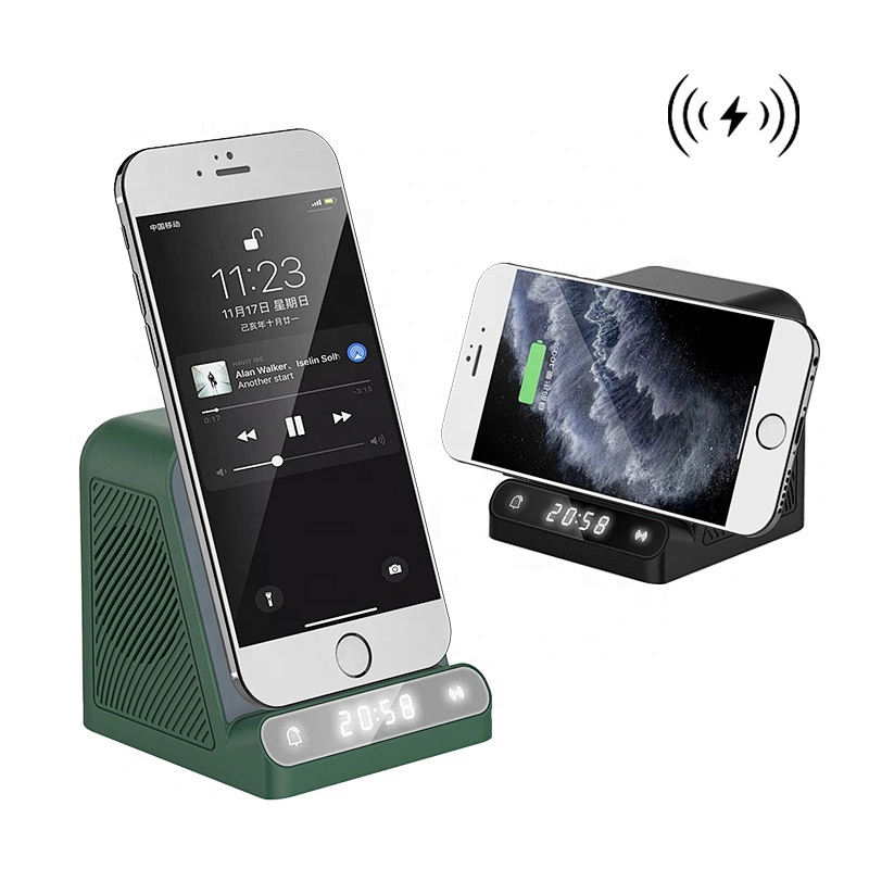 BT-128MX 15w wireless charging speaker with digital alarm clock wireless charging speaker
