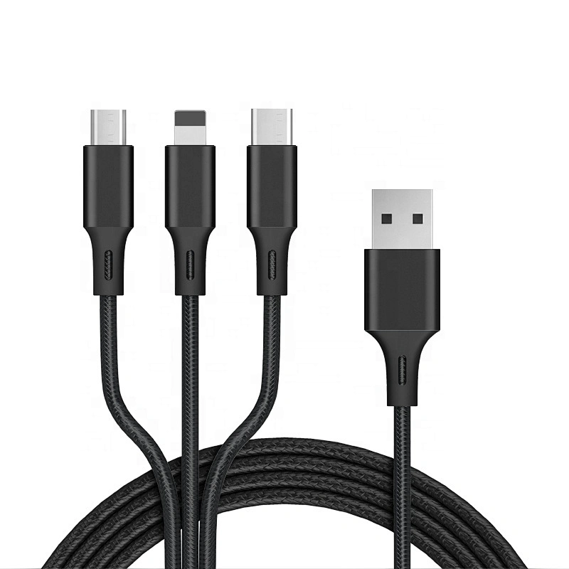 CL-101 New Promotion 2A 3A LED Light USB 3 in 1 Long  fast charging usb cable