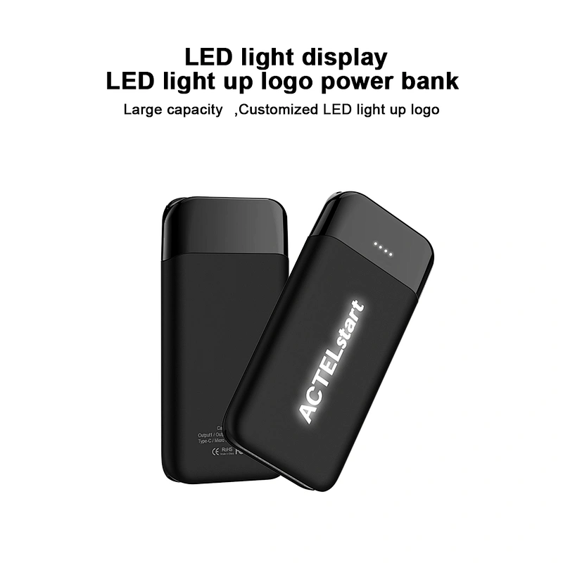 VPB-958L Digital Display Qi Portable Wireless Charging Power Bank 10000mah With Led Light Up Logo