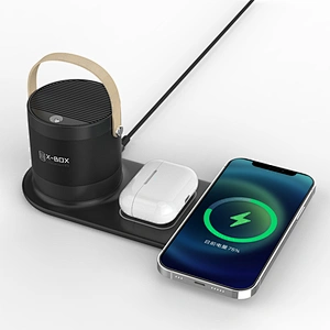 BT-136L High Quality Universal Table Desktop LED Light Speaker 15W Quick Wireless Charging USB Charger Dock Station