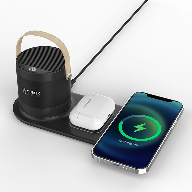 BT-136L High Quality Universal Table Desktop LED Light Speaker 15W Quick Wireless Charging USB Charger Dock Station