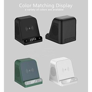 BT-128MX 15w wireless charging speaker with digital alarm clock wireless charging speaker