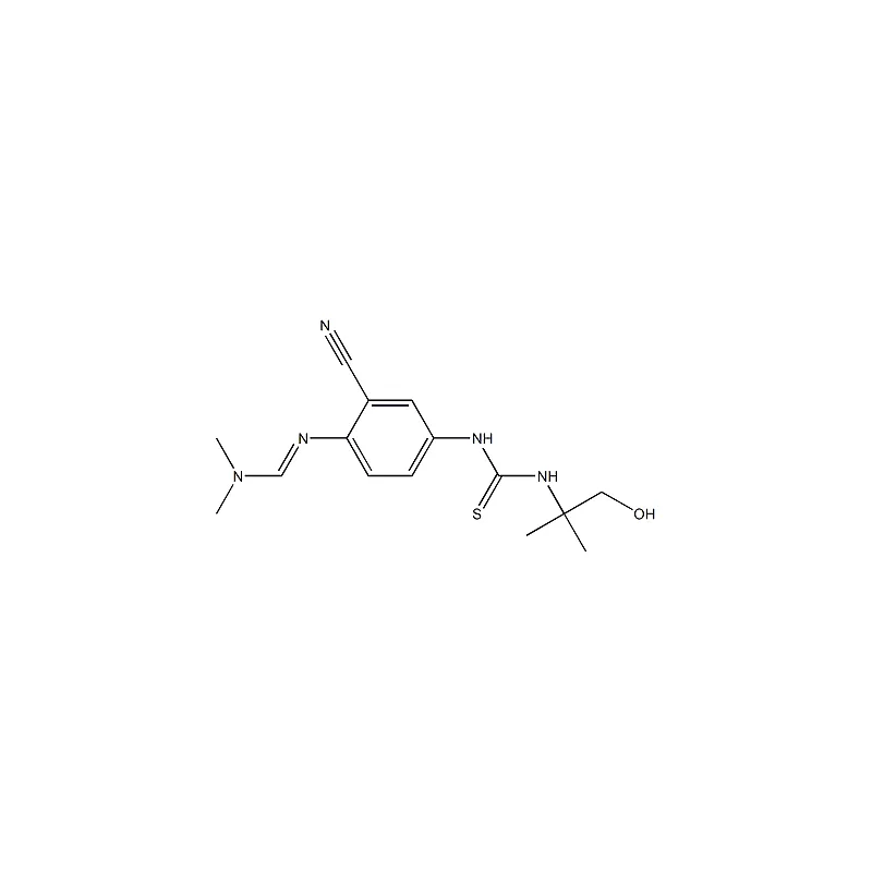 (E)-N'-(2-cyano-4-(3-(1-hydroxy-2-methylpropan-2-yl)thioureido)phenyl)-N,N-dimethylformimidamide