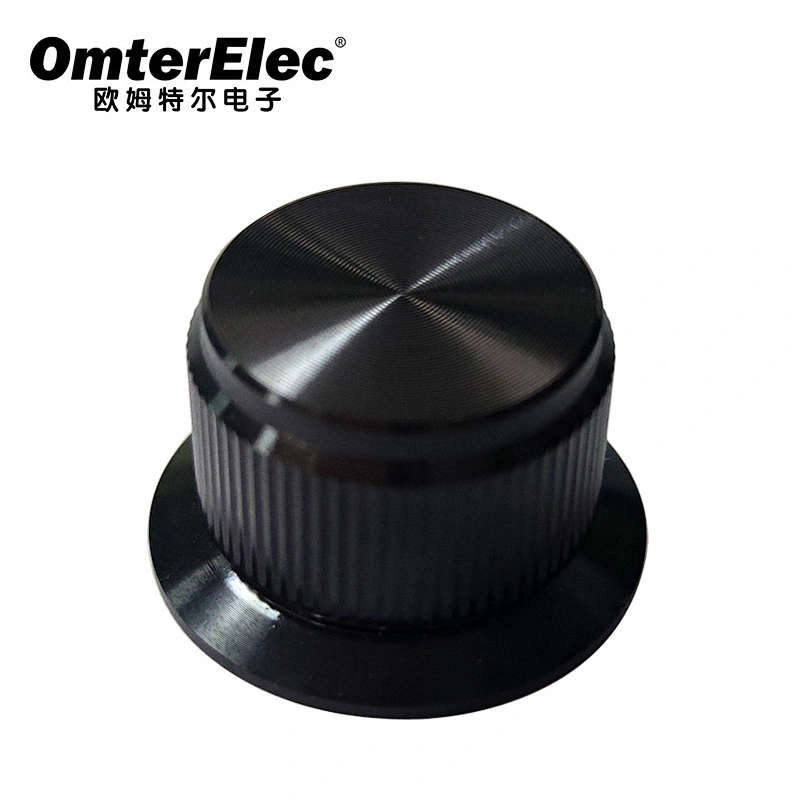 Knurled aluminium knob with skirted