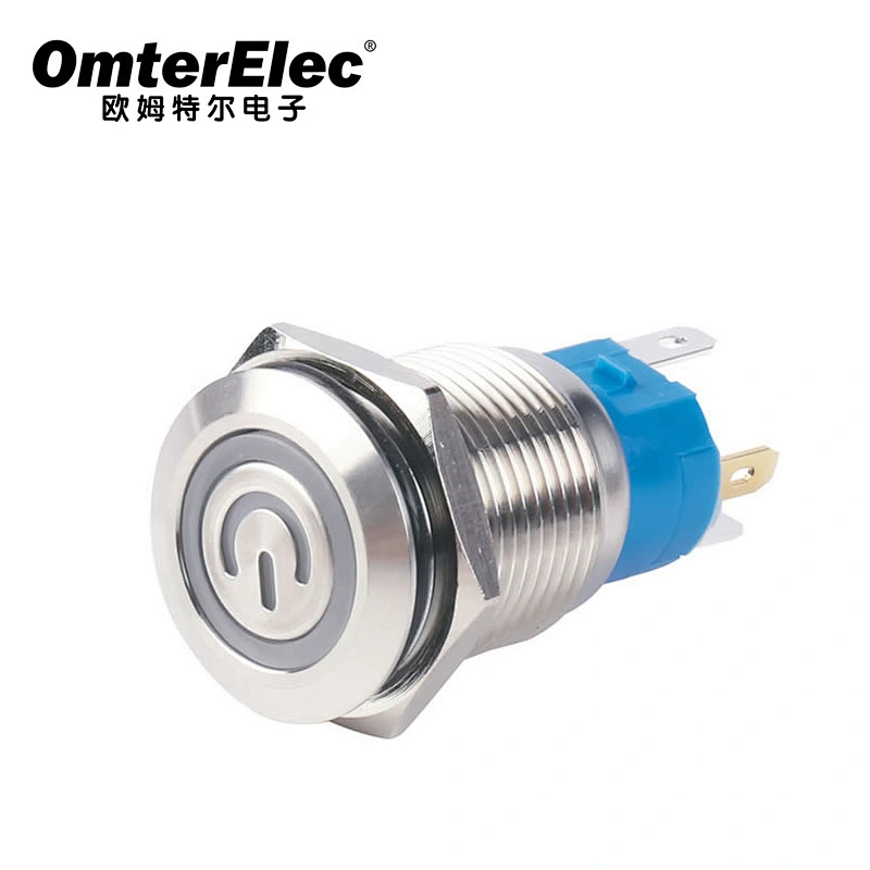 16F Flat Head Ring Type Power Lamp 16mm metal button