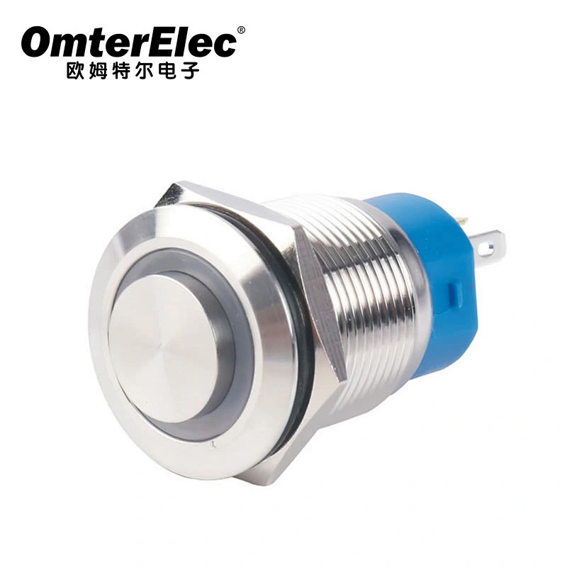 19F high head ring type Gold plated pin, Momentary/Latching metal push button switch