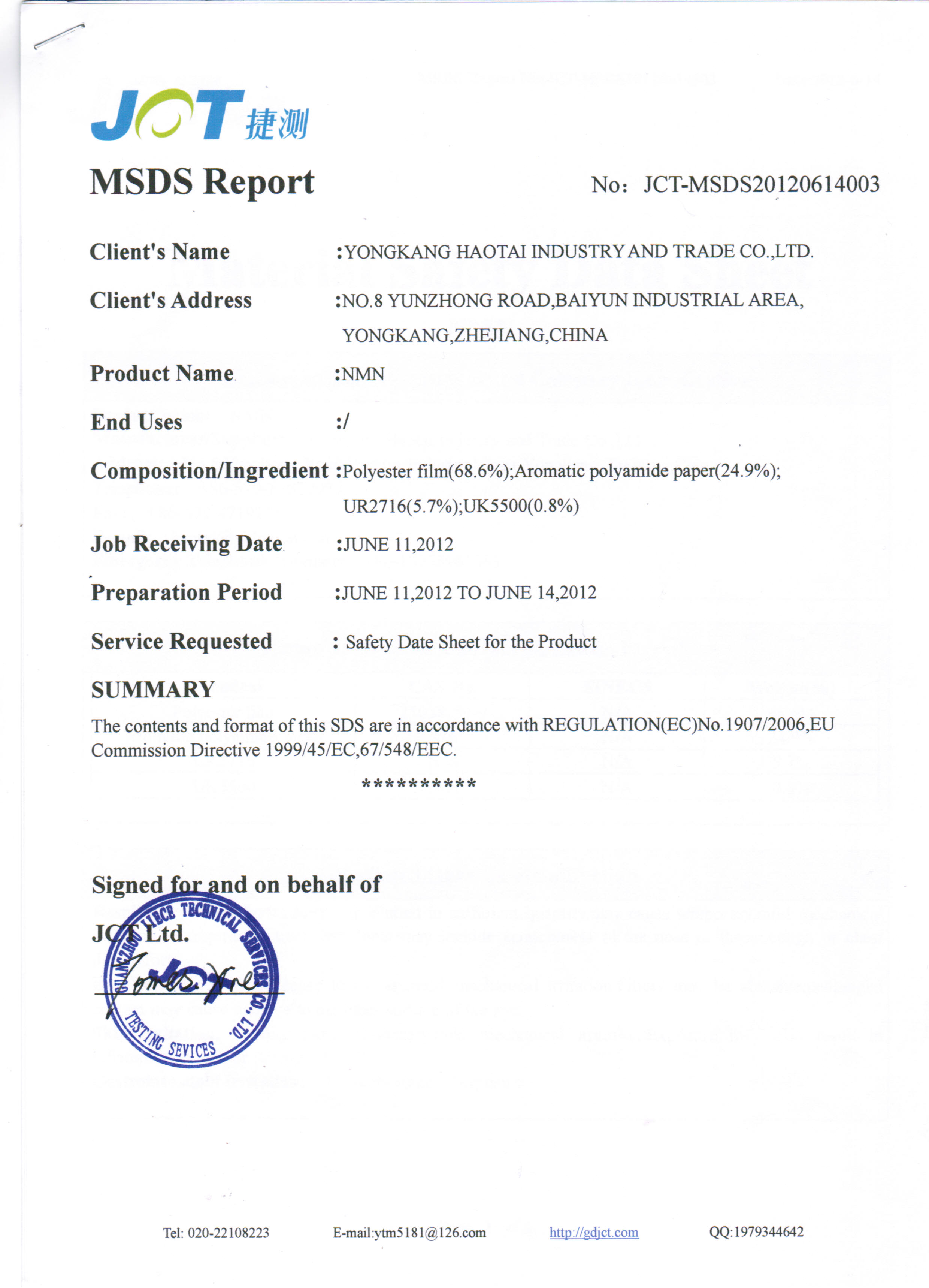 MSDS de NMN