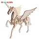 Animal Unicorn Wall Art Building Blocks Animal Assembling Model Battle Steed 3D Puzzle Diy Wooden Toy For Children