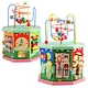 Wooden Kindergarten Early Education Puzzle Toy Splicing Game for 8 Sides Big Beads Coaster for Children