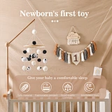 wooden baby mobile with stuffed toys 0-24 months baby crib mobile