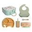 Kids Baby Bamboo Tableware Set Natural Pure Big Spoon Straw Cup with Suction Animal Shaped Rattle Five-Piece Set